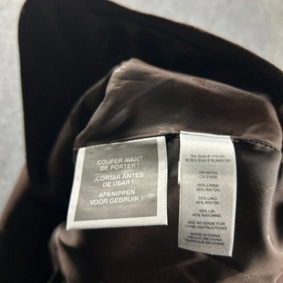 BCBGMaxazria Blazer Womens Medium Brown Jacket Linen Blend Adults - Picture 5 of 10